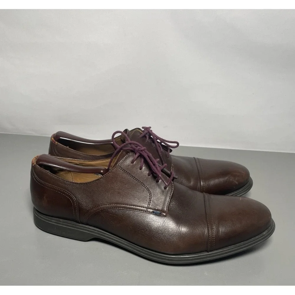 PS by Paul Smith Men's Brown Leather Cap-Toe Derby Dress Shoes US12 / EU 45